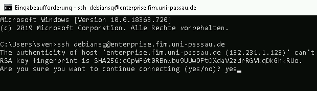 Beschreibung Aufbau SSH-Verbindung